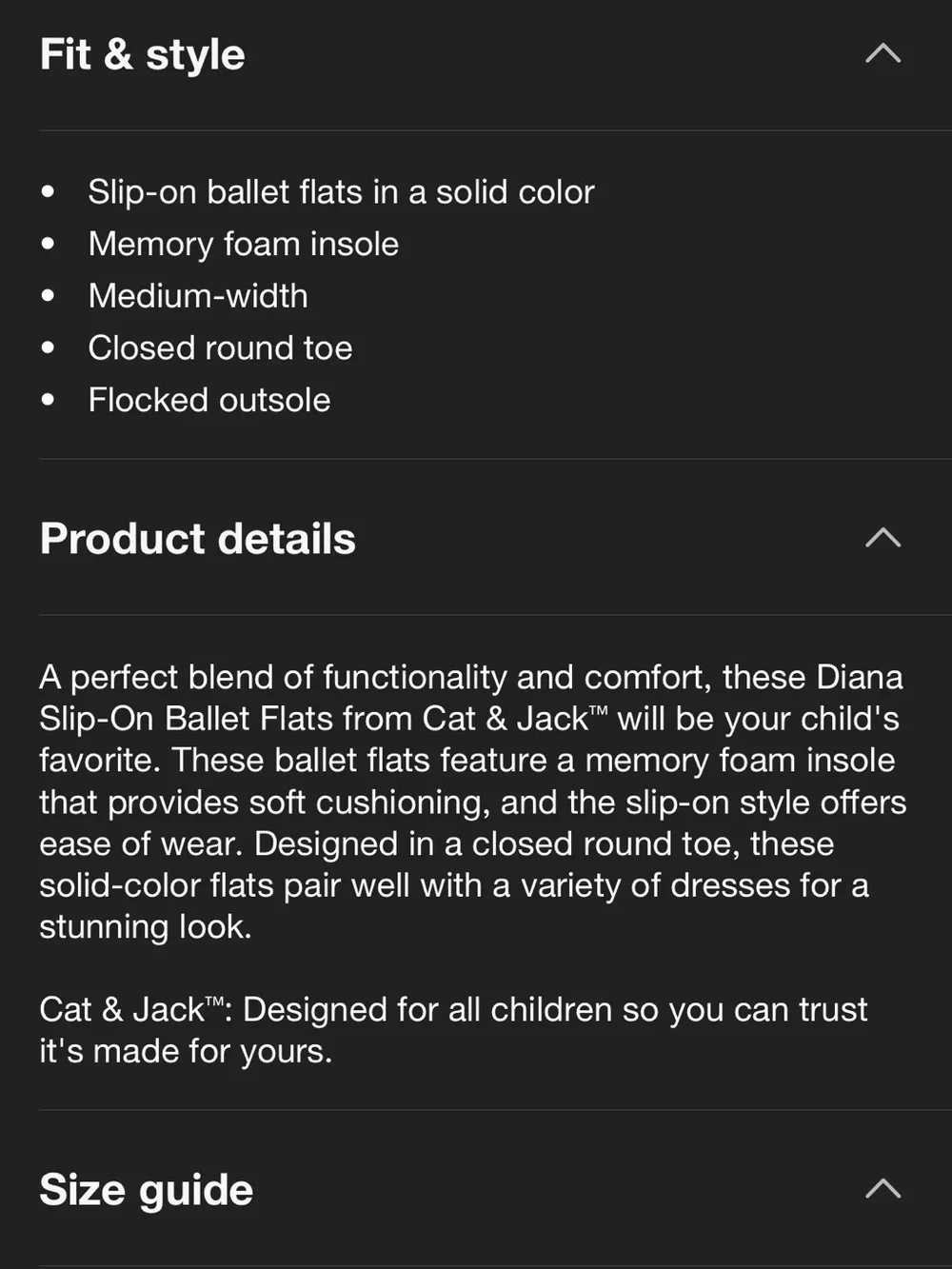 NWOT Cat & Jack 4 Diana Ballet Flats